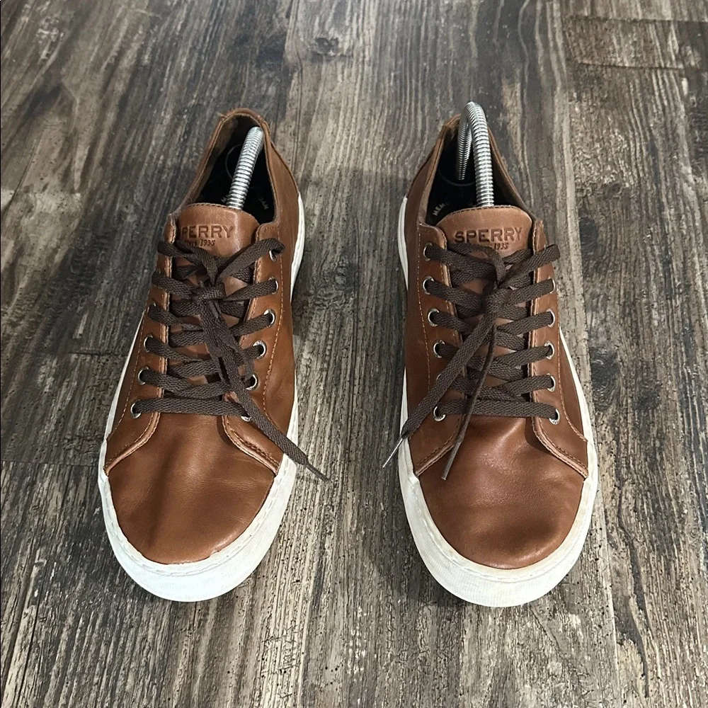 Sperry Men's Brown Leather Sneakers size 9.5m - Picture 2 of 12
